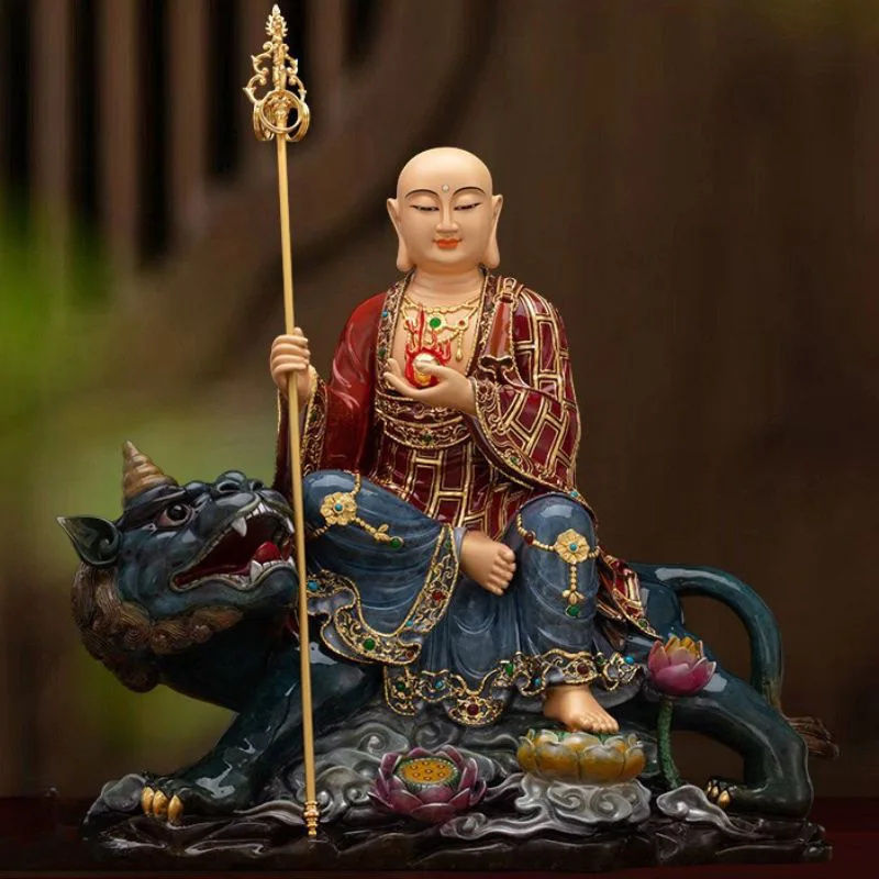 พรีเมี่ยมทองเหลือง Diting Mythical Beast Ksitigarbha รูปปั้น
